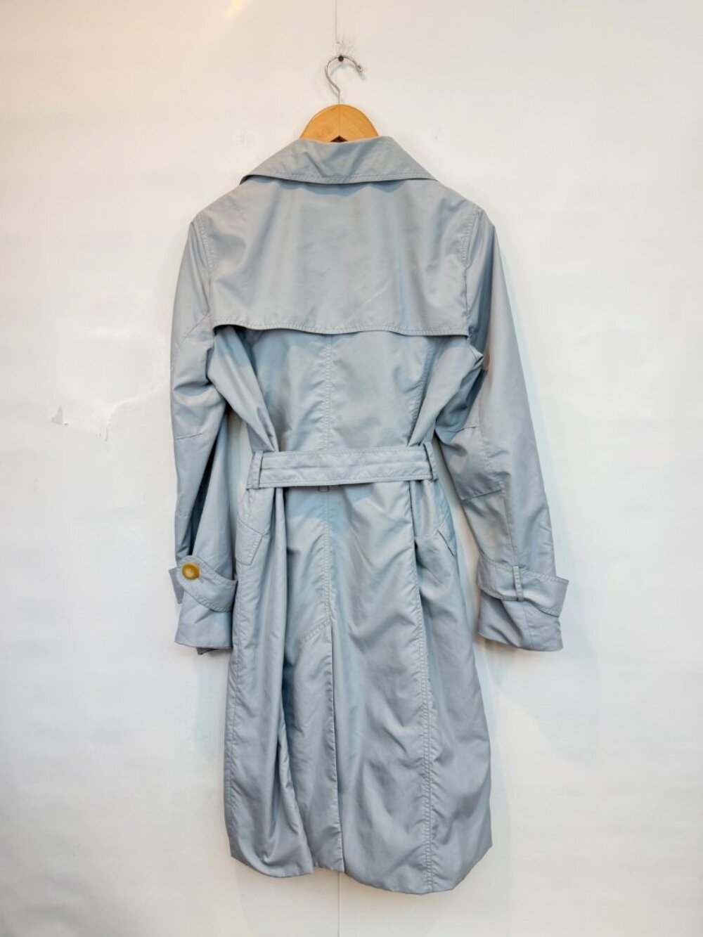Luciano Barbera Women's Light Blue Gray Belted Trench Coat Size 46 Polyester - Picture 2 of 10